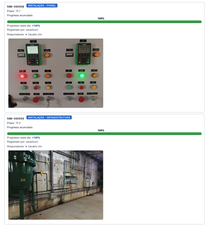 Diário exportado em PDF, página 2 com fotos e evidências